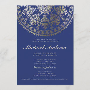 Invitations de confirmation Gold Foil Mandala