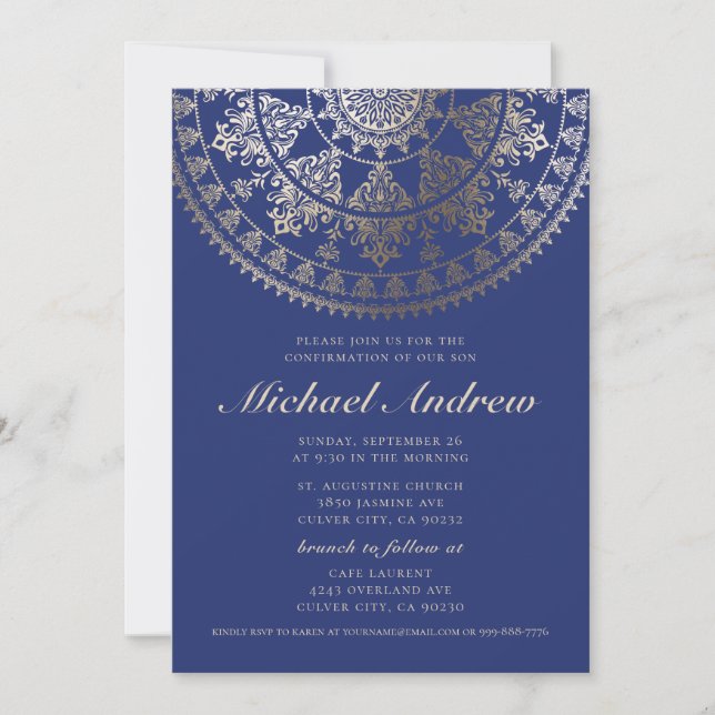 Invitations de confirmation | Mandala Gold Foil (Devant)