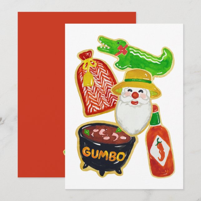 Invitations de cookies de Noël Cajun (Devant / Derrière)