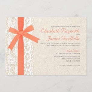 Invitations de corail de mariage d'arc et de