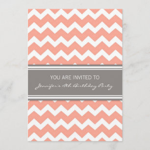 Invitations de Coral Chevron 18e anniversaire