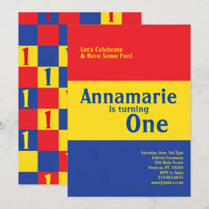 Invitations de coupures colorées primaires 1er ann