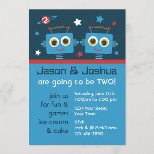 Invitations de coutume d'anniversaire de jumeaux