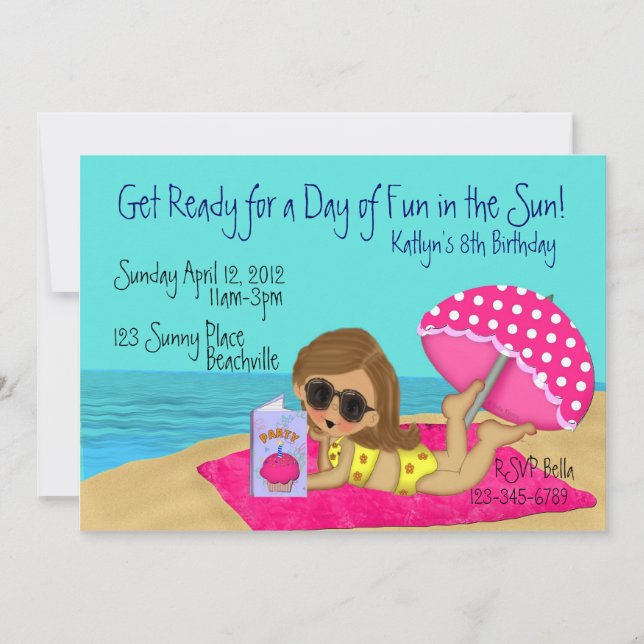 Invitations de coutume de partie de plage (Devant)