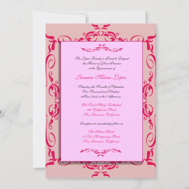 Invitations de coutume de Quinceanera (Devant)