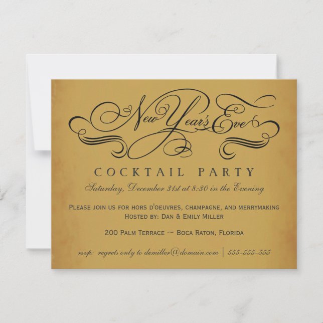 Invitations de cru de cocktail de réveillon de la (Devant)