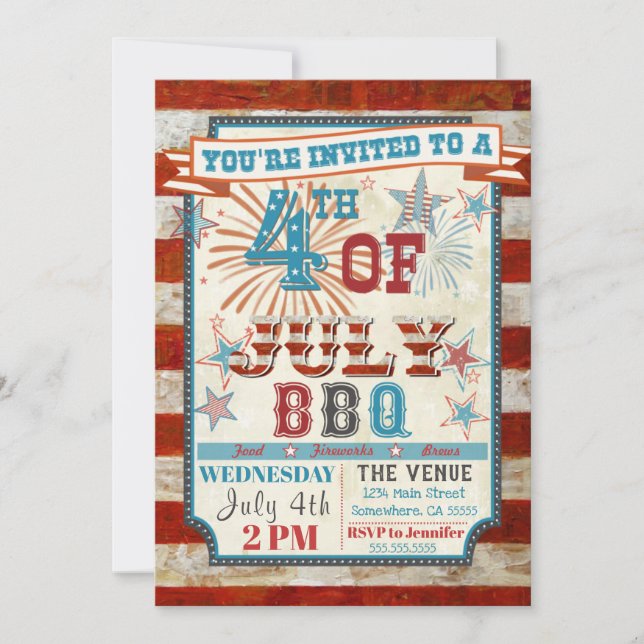 Invitations de cuisine 4 juillet barbecue (Devant)