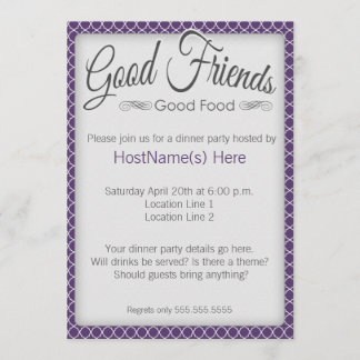 Invitations de dîner dans le pourpre