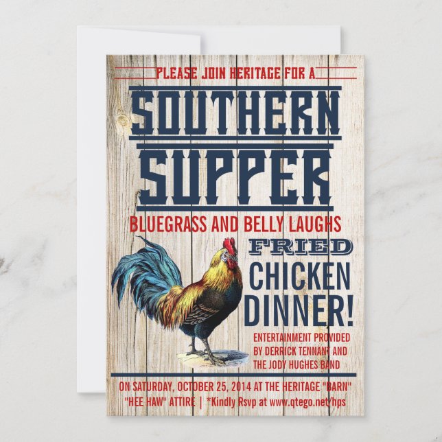 Invitations de dîner de poulet frit (Devant)