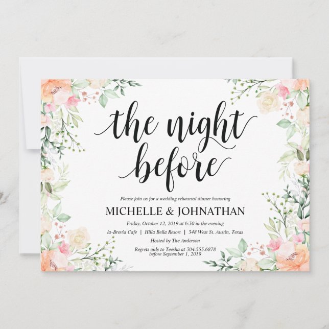 Invitations de dîner de répétition de mariage (Devant)