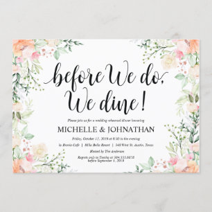 Invitations de dîner de répétition de mariage