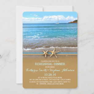 Invitations de dîner de répétition de mer de plage