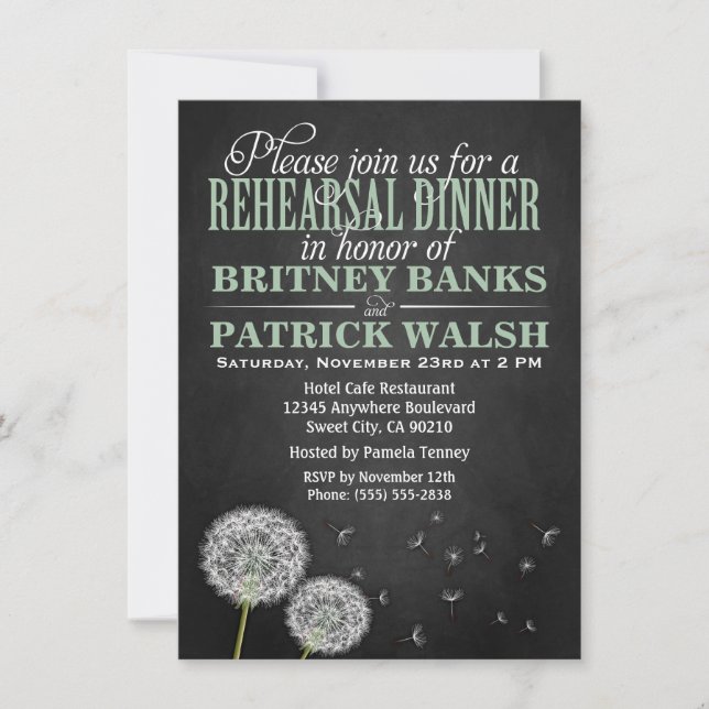Invitations de dîner de répétition de pissenlit de (Devant)