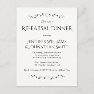 Invitations de dîner de répétition de vignes de