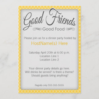 Invitations de dîner en jaune