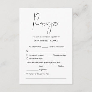 Invitations de dîner Mariage moderne RSVP Carte jo