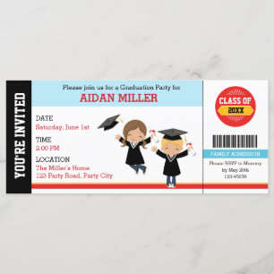 Invitations de diplôme Style de billet avec garçon
