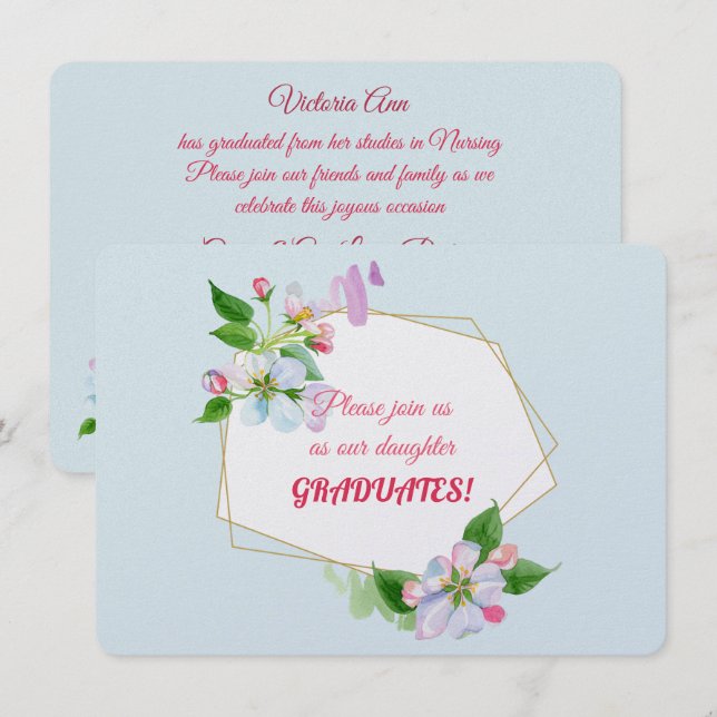 Invitations de diplômes de fille (Devant / Derrière)