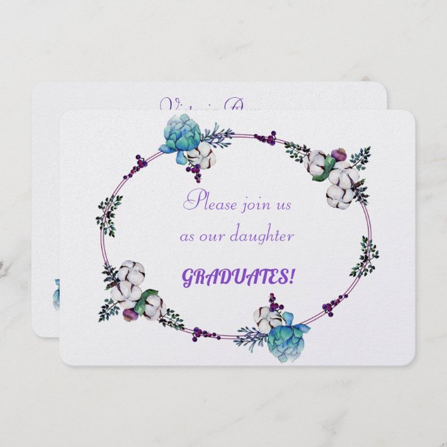 Invitations de diplômes de fille (Devant / Derrière)