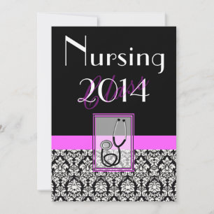 Invitations de diplômes d'infirmière Damask 2014
