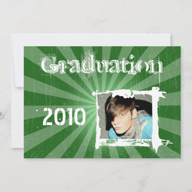 Invitations de diplômes Funky Green Rad Grad Grung (Devant)