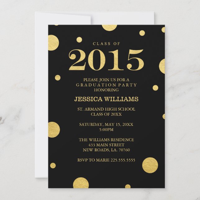 Invitations de diplômés Gold Foil (Devant)