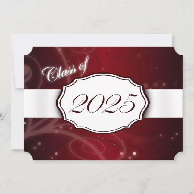 Invitations de diplômés Red and White 2025 (Devant)