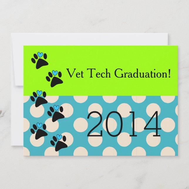 Invitations de diplômes Vet Tech Lime et Blue (Devant)