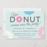 Invitations de Donut Party | Fête d'anniversaire d