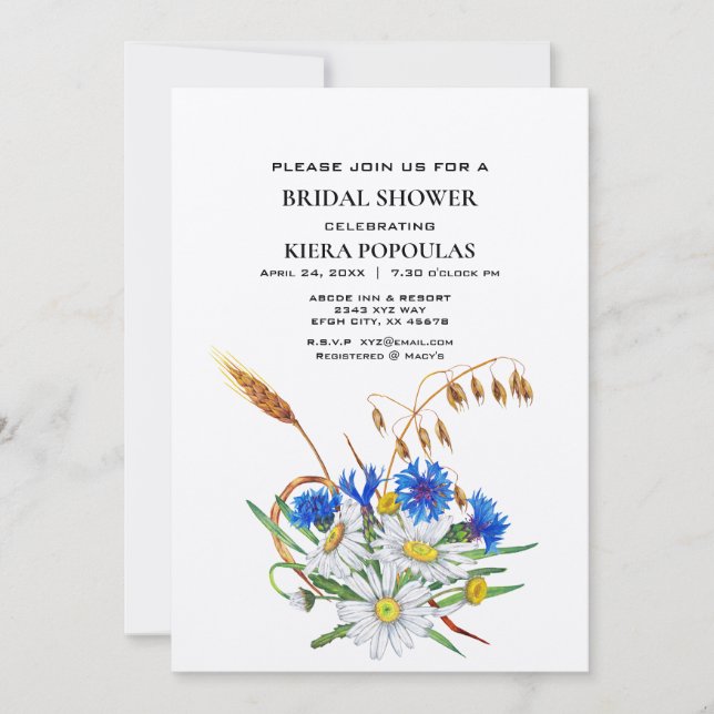 Invitations de douche à marée florale Boho - Éléga (Devant)
