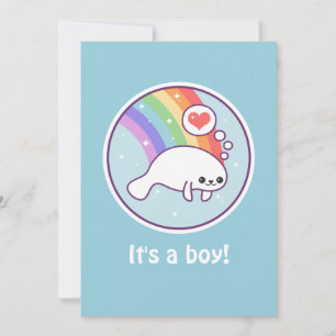 Invitations De Douche Bébé Cute Manatee