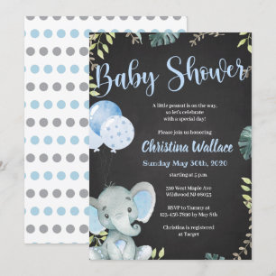 Invitations de douche bébé éléphant pour les garço