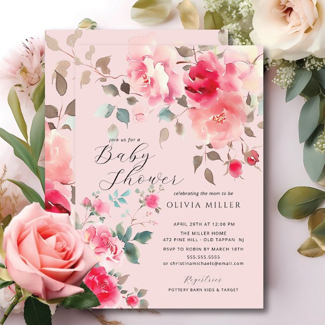 Invitations de douche Bébé en Fleur de Bruit (Créateur téléchargé)