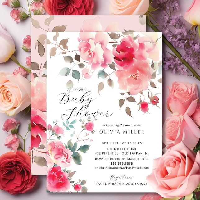Invitations de douche Bébé en Fleur de Bruit (Créateur téléchargé)