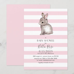 Invitations de douche bébé rose gris