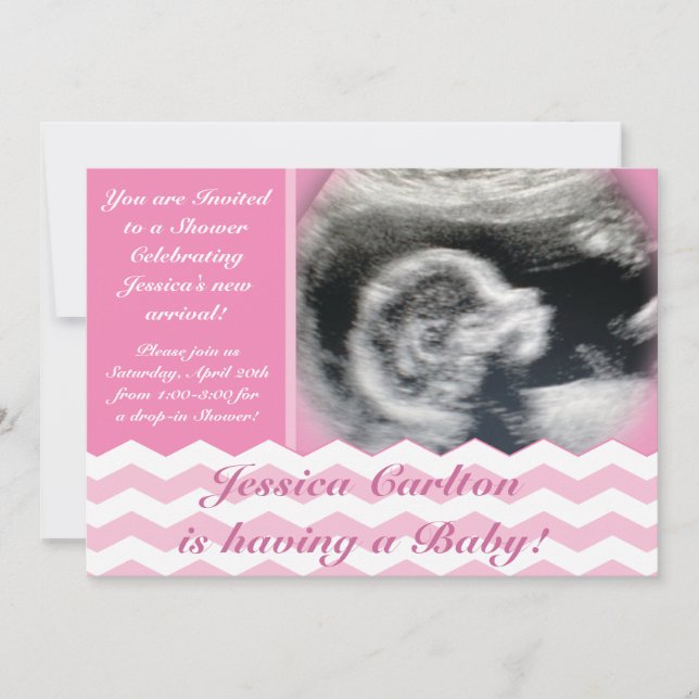 Invitations de douche de bébé de motif de Chevron (Devant)