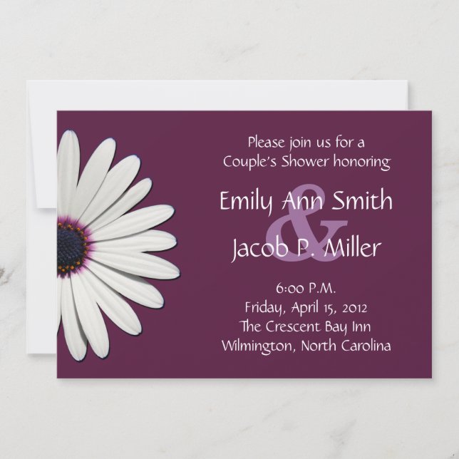 Invitations de douche de Daisy Purple Couple (Devant)