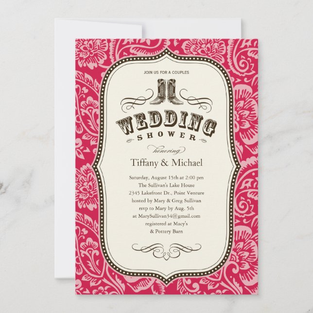 Invitations de douche de mariage campagnard (Devant)