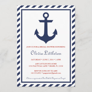 Invitations de douche nautique - Ancre de la Marin