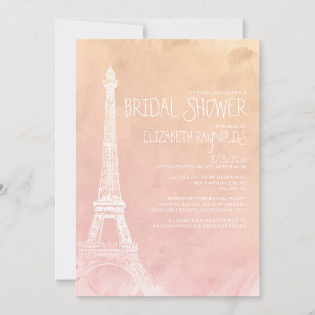 Invitations de douche nuptiale Antique Paris (Devant)