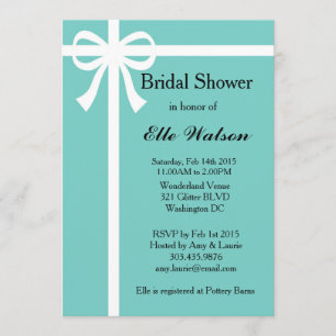 Invitations de douche nuptiale Aqua, Ruban blanc