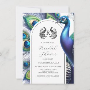 Invitations de douche nuptiale Aquarelle Peacock
