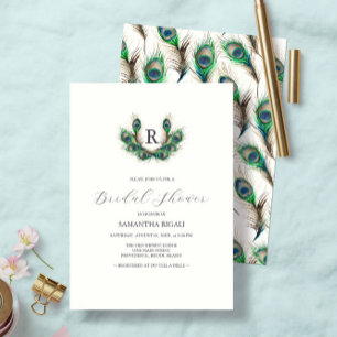 Invitations de douche nuptiale Aquarelle Peacock