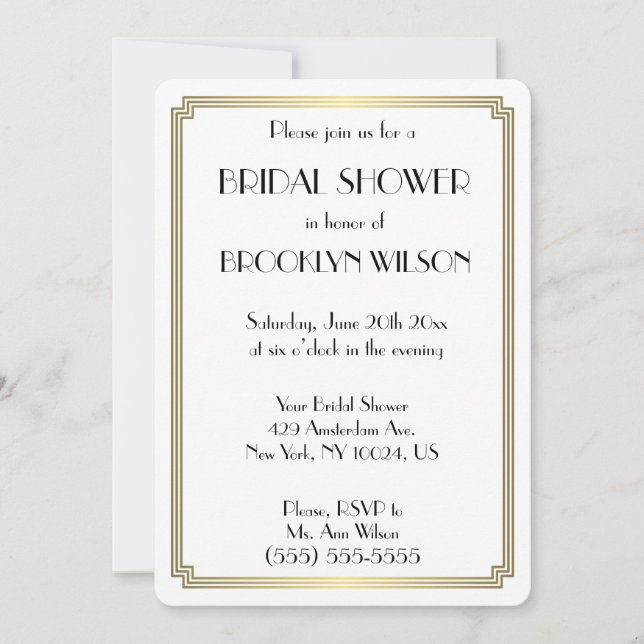 Invitations de douche nuptiale Art Déco de Porte r (Devant)