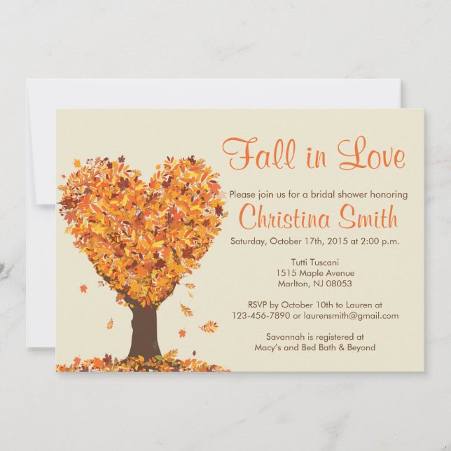 Invitations de douche nuptiale automne - automne d (Devant)