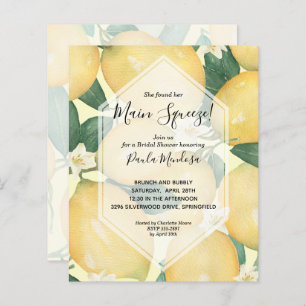 Invitations de douche nuptiale aux citrons aquarel