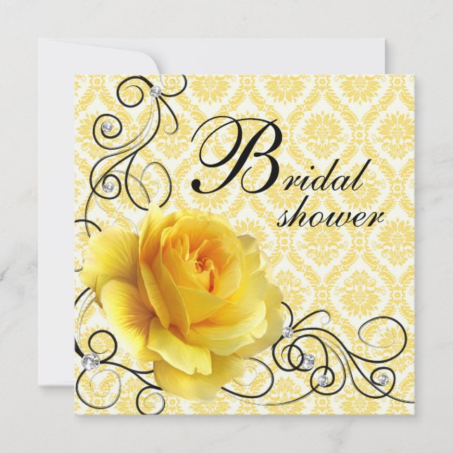 Invitations de douche nuptiale Black Yellow Rose D (Devant)