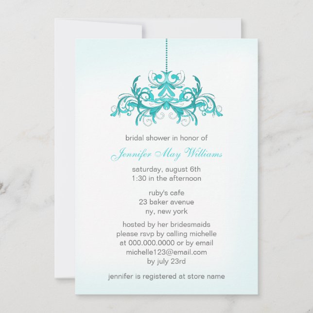 Invitations de douche nuptiale bleu clair (Devant)