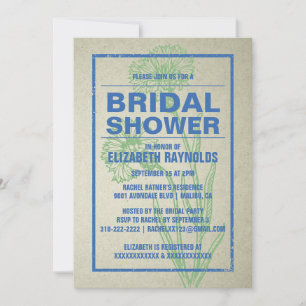 Invitations de douche nuptiale bleu et vert rustiq