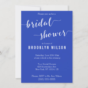 Invitations de douche nuptiale Bleu Royal Simple